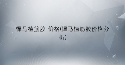 悍马植筋胶 价格(悍马植筋胶价格分析)